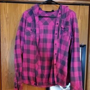 Pink buffalo plaid button down